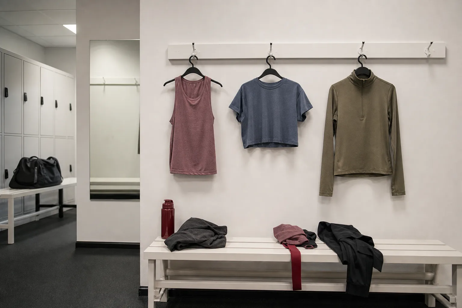 Tre olika träningstoppar på krokar
