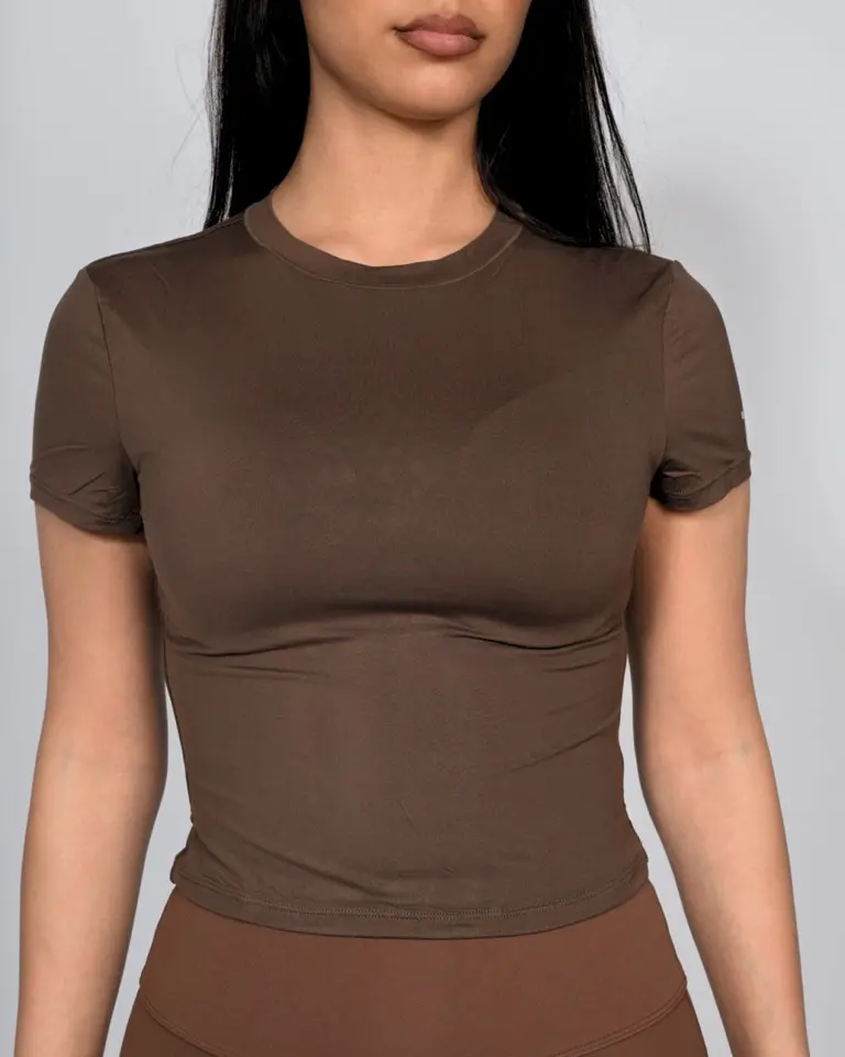 BEMITY CROP Tränings T-shirt i brunt