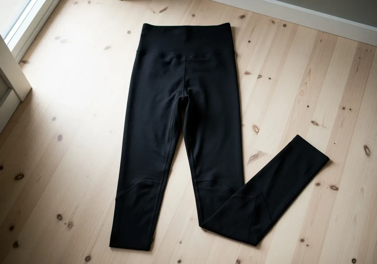 Svarta träningstights för dam har hon på sig