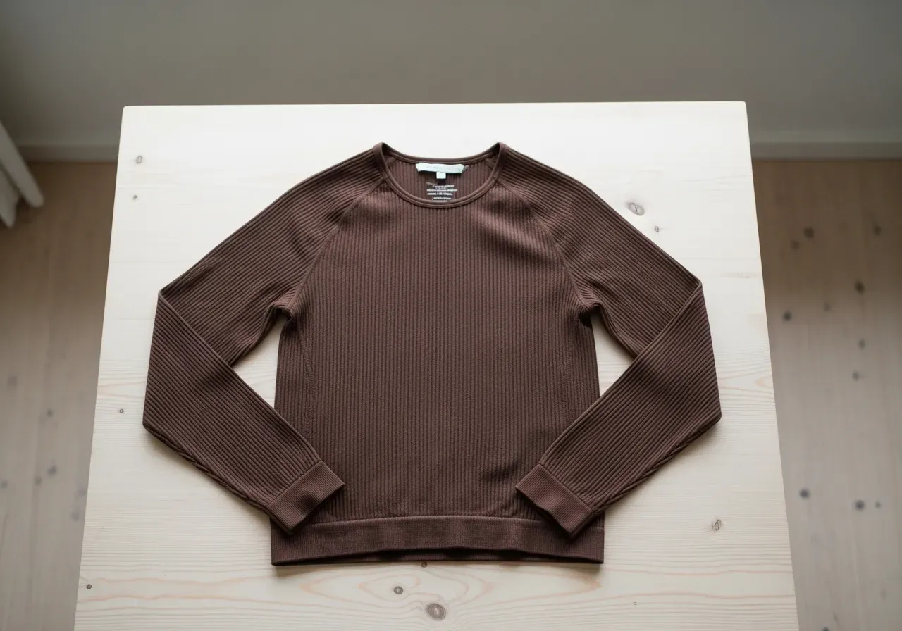 Brun sömlös ribbad träningsjacka storlekar