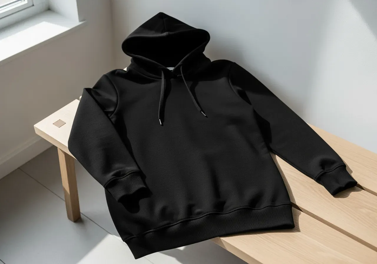 Svart midjekort huvtröja dam