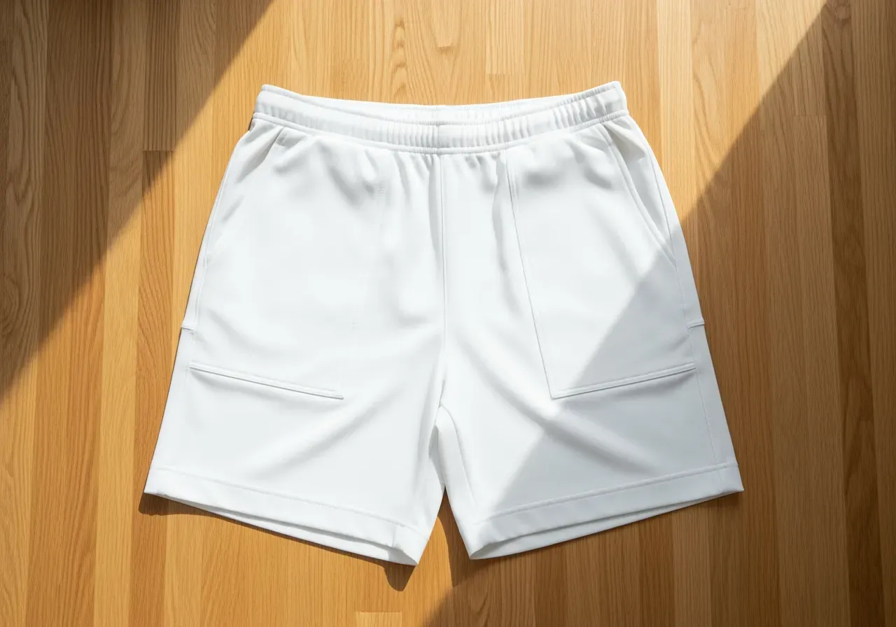 Vita midi träningsshorts med fickor