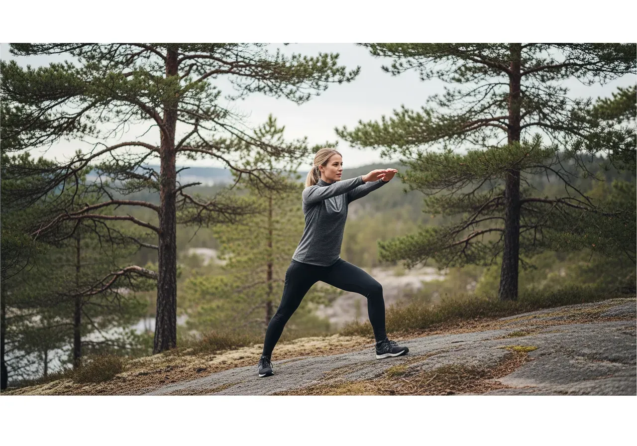 Kvinna tränar utomhus