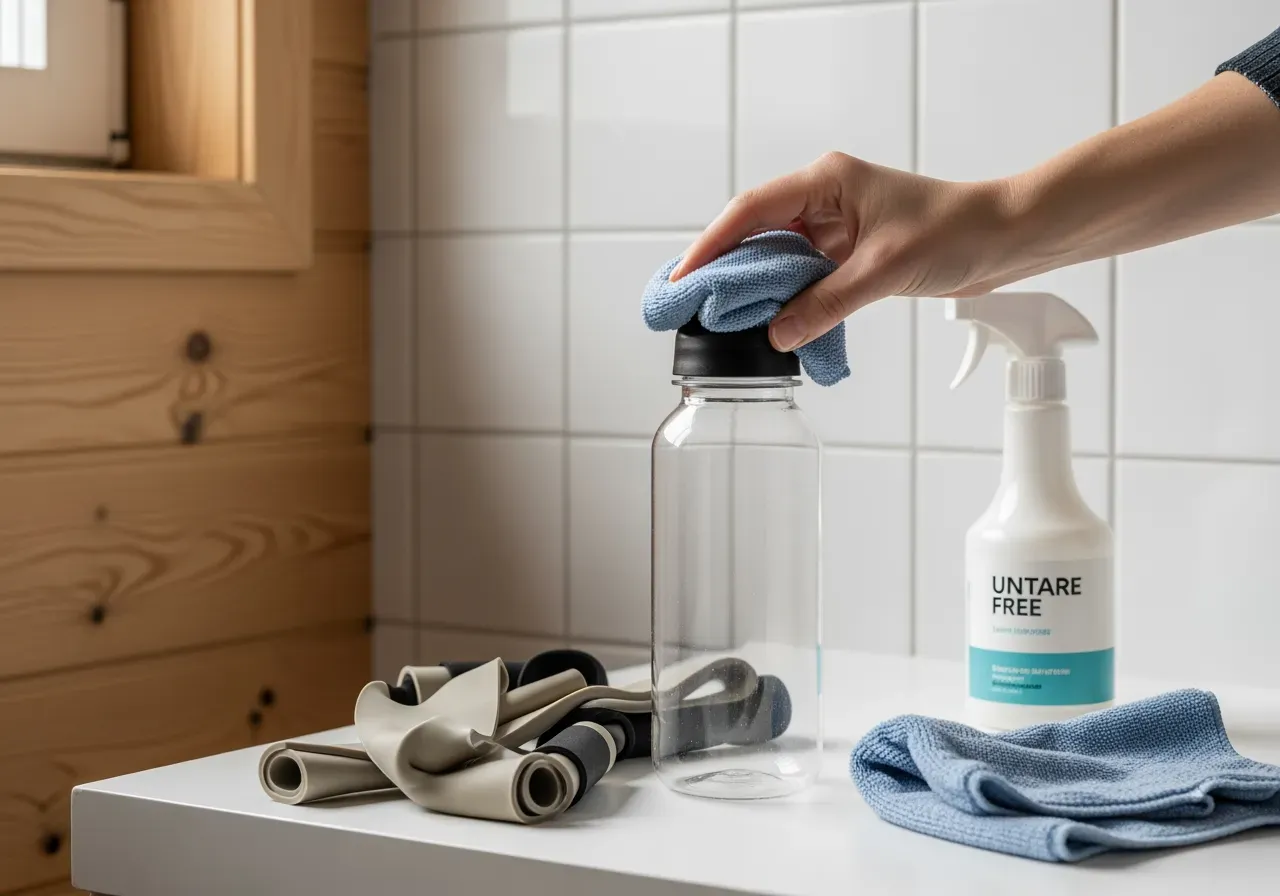 Rengör sportflaska och träningsband