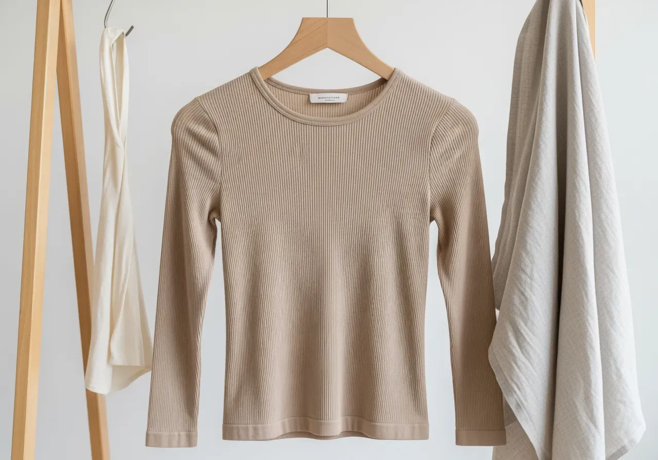 Beige sömlös ribbad topp tips