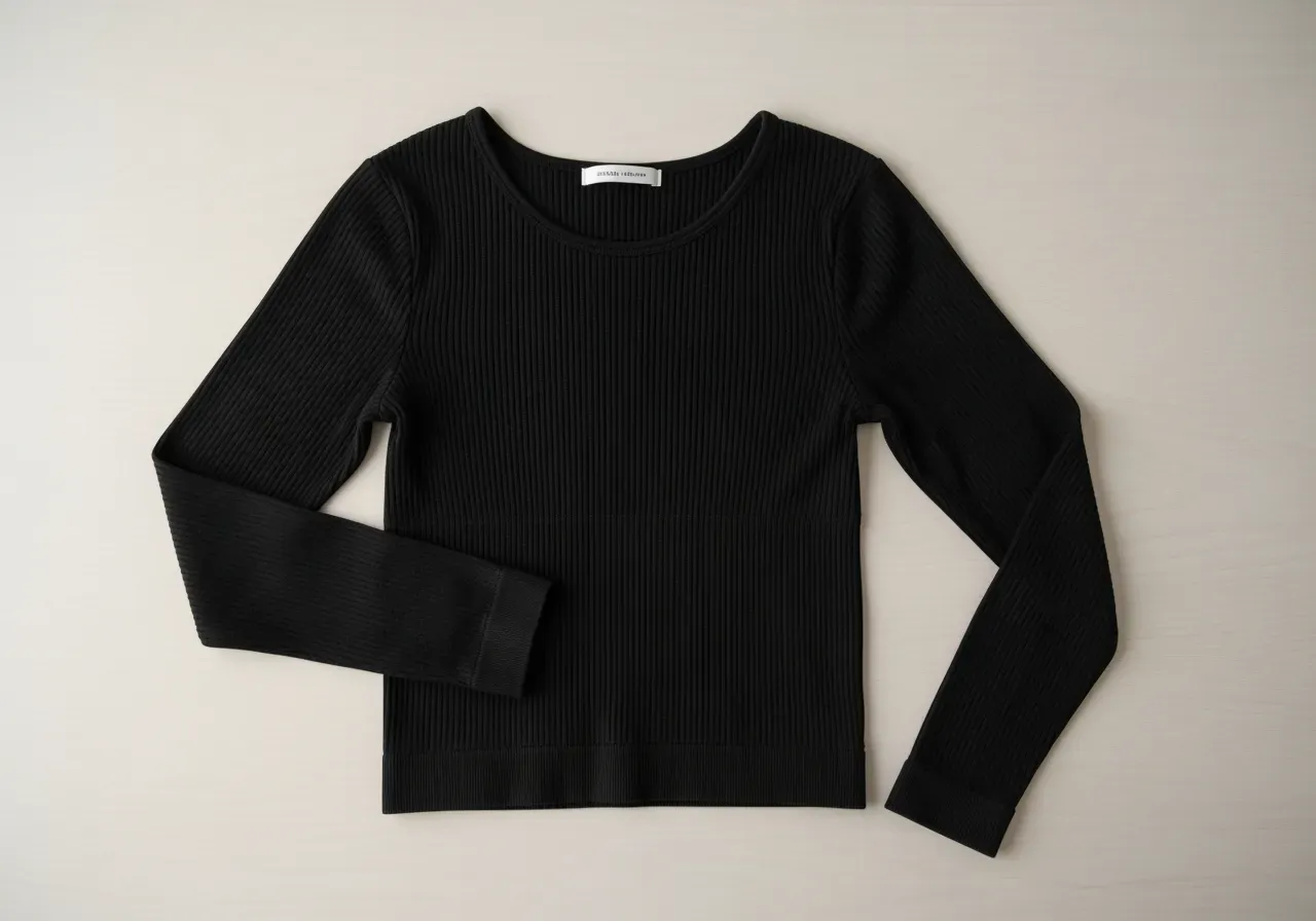 Svart ribbad sömlös topp guide