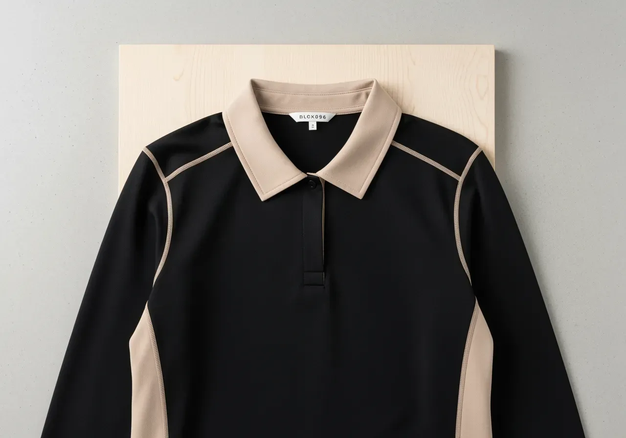 Kragad träningstopp i svart och beige